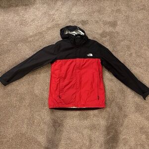 The North Face Two-Tone Red and Black Rain Jacket